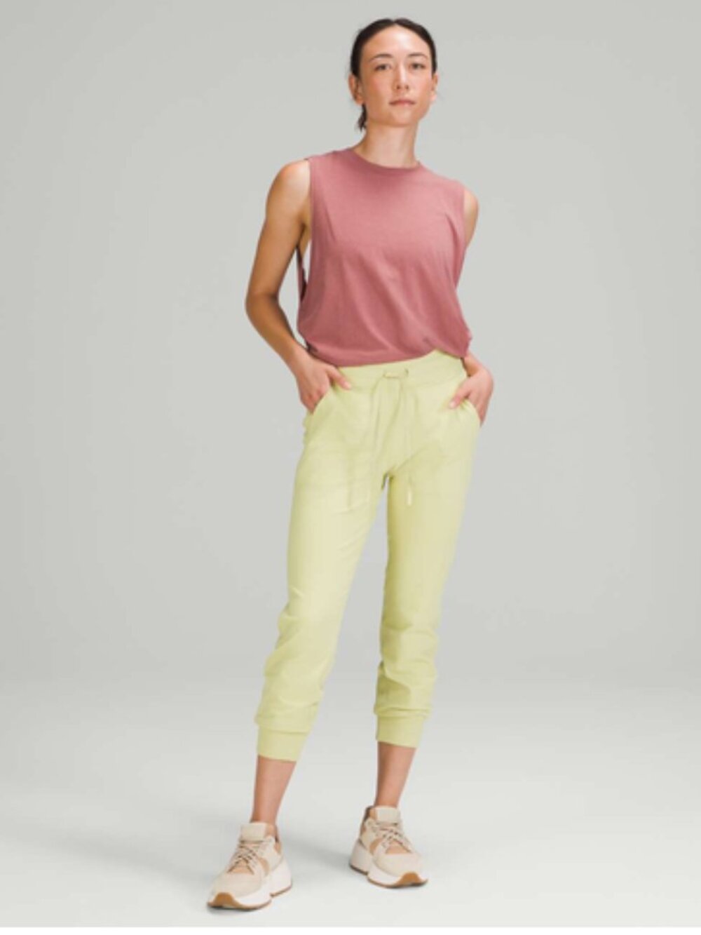 LULULEMON Ready to Rulu Jogger 7/8 Pants W5DH3S Pockets Dew Green Yellow Sz 20